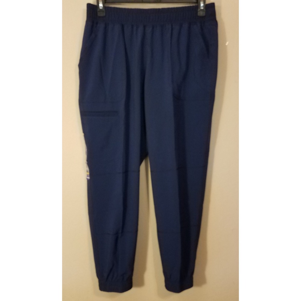 ScrubStar Jogger Women L Petite Pull-On Pants‎ Pockets Yoga Waistband Blue NEW